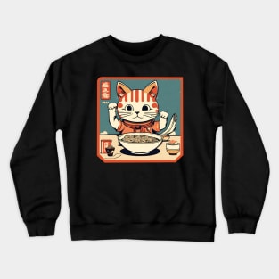 Cat eat ramen Crewneck Sweatshirt